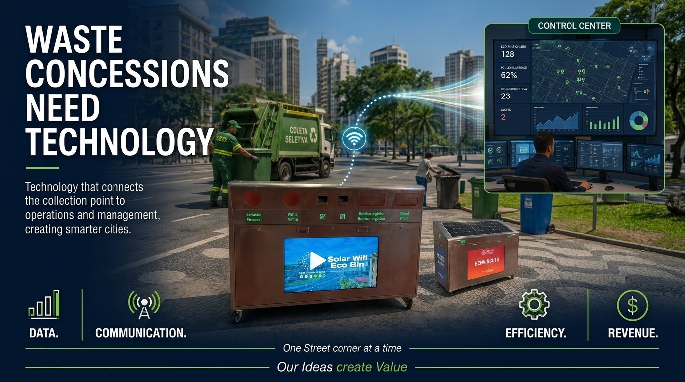A collection point connected to a waste-operations control center